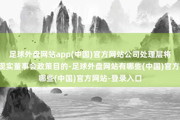 足球外盘网站app(中国)官方网站公司处理层将连续负责贯彻现实董事会政策目的-足球外盘网站有哪些(中国)官方网站-登录入口