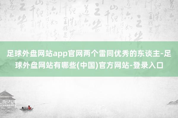 足球外盘网站app官网两个雷同优秀的东谈主-足球外盘网站有哪些(中国)官方网站-登录入口